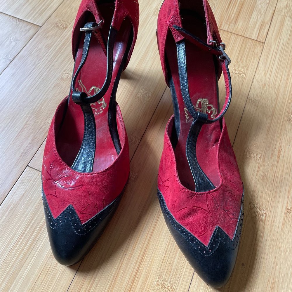 Red and Black Leather Tango Shoes